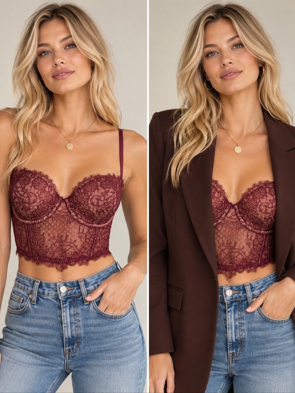 VICTORIA’S SECRET BURGUNDY LACE LONGLINE BUSTIER BRA 36D